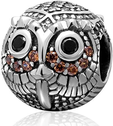 Choruslove Wise Owl with November Cubic Zirconia Birthstone Charm Authentic 925 Sterling Silver Animal Style Bead for DIY European Bracelet