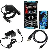 iNcido Brand Nokia X2-01 Combo Blue Flower Protective Case Faceplate Cover  ....