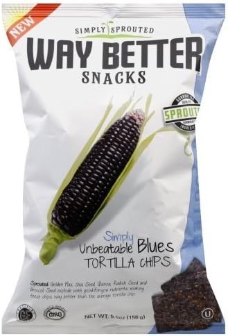 Way Better Snacks Unbeatable Blues Tortilla Chips, 5.5 oz bag (12 Pack) ( Value Bulk Multi-pack)