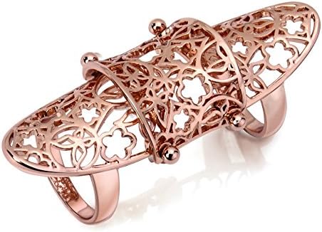 Viennois Plating Rose Golden Color Alloy Full Finger Joint Armor Knuckle Woman Ring Size 7