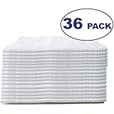 Royal Auto Shop & Car Wash Towels - 36 Pack - 100% Pure White Cotton - 14 x 17 Commercial Grade and Absorbent - Can be Used for Drying, Home Cleaning, or Bathroom Wash Cloths