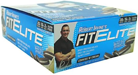 Fit Crunch Bars Fit Elite Bar - Protein and Fiber - Cookies 'N' Cream - 12 Bars