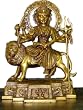 Goddess Durga Idol Sitting on Lion with Trident Hindu Goddess Temple Idol Brass Statue 18"