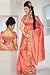 Peach Pink Art Silk Saree Sari fabric India Golden Border