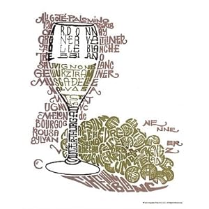 Canvas Gallery Wrap Wine Glass Whites Text Art Print Poster - 8x10 by Rich and Framous