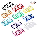 Goodlucky365 40pcs　多色　プラスチック　キーIDタグ　荷物IDラベル　分割のキーホルダー付き(ランダムな色)