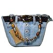 Denim Purse With Beaded Handle Made from Vintage Denim