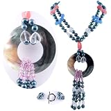AugustinaJewelry Double Strand Necklace made of Freshwater Cultured Pearls, Jade and Agate *** AugustinaJewelry Special Design !