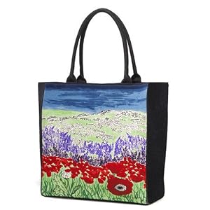 Eco Large Tote Bag with Poppy Painting by Artist Kiara Sausedo