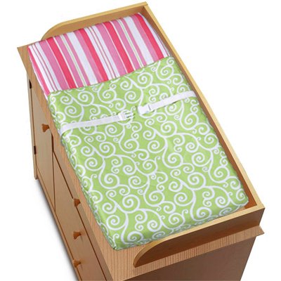 Pink and Green Olivia Girls Baby Changing Pad Cover