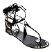 QUPID FC16 Women's Tassels Leg Wrap Gladiator Thong Flat Sandals One Size Small
