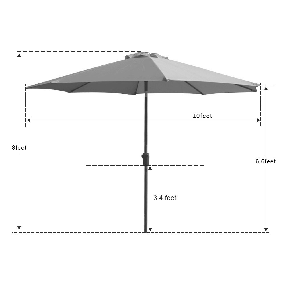 Sundale Outdoor 10 Feet Outdoor Aluminum Patio Umbrella with Auto Tilt and Crank, 8 Alu. Ribs