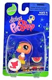 Hasbro Year 2007 Littlest Pet Shop Single Pack "Sportiest" Series Bobble Head Pet Figure Set #882 - PARROT with Eye-Patch and Watermelon (#92624)IMAGE