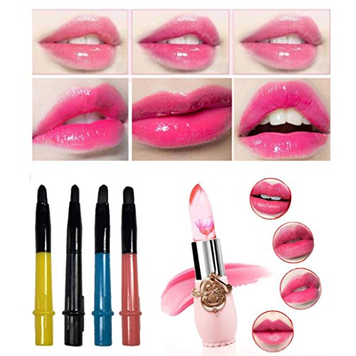 Voberry® Cosmetics Long Lasting Lipstick Translucent Moisturize Jelly Lipstick Lip Gloss Lip Balm with Free Lip Brush