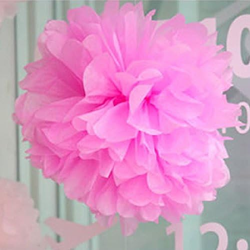 38Cm(15")Props Supplies Tissue Paper Poms Pull Flowers Balls Decorative Wedding Party Dark Pink