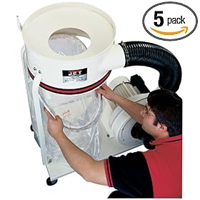 Jet 709563 CB-5 Clear Plastic Collection Bag, 5-Pack