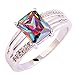 Psiroy 925 Sterling Silver Stunning Created Gorgeous Women's 8mm*6mm Emerald Cut CZ Rainbow Topaz Filled Ring