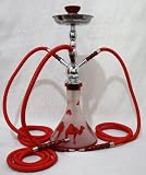 21" Pro 3-Hose Hookah Shisha Narghile Lounge Set - Exotic "Red Camel" Glass Nargila Vase and 3 Luxury 70" Hooka Hoses with Decorative Wooden Handle Hukka Mouthpieces