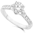 One of a Kind 1 1/5 ctw Round Brilliant Diamond Engagement Ring in 18k White Gold
