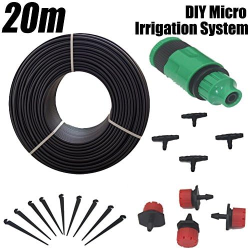 GigaMax(TM)DIY Micro Garden Drip Irrigation System 20m Watering Kits Greenhouse Sprinkler Water Hose Kit Automatic Dripper Plant Irrigator