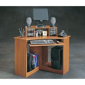 Corner Computer Desk - Mission Cherry Finish