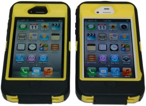 Iphone 4 4S Body Armor Defender 4th Gen Black and Yellow + 1 Cool Colors USB charger cord for iphone &amp; Silicon Braclet