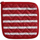 8 Potholder - Bold Red Stripes