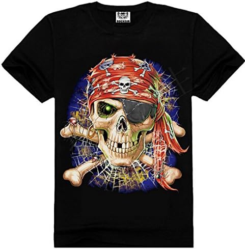 Toyslands Men's Personality 3D printing Pirate Skull T-shirt XXXL