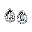14K White Gold Sky Blue Topaz and Diamond Earrings