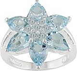 Sterling Silver Blue Topaz Flower Ring