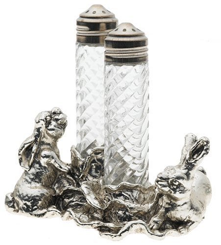 Arthur Court Bunny Salt-and-Pepper Set in Stand