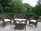 Oakland Living Resin Wicker Outdoor Seating Set with Loveseat in Coffee