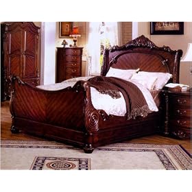 Cherry Finish King Sleigh Bed