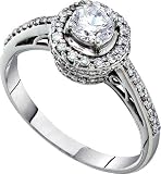 Incredible 3/4 ctw Diamond Engagement Ring 14k. White Gold " Size 7 "