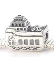 .925 Sterling Silver " Cruise Ship " Best Quality Charm Bead Compatible with Pandora Chamilia Kay Troll Bracelet