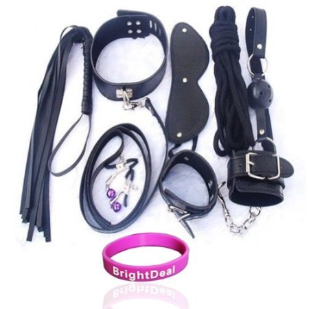 Brightdeal 7pcs Black Bondage Kit Under the Bed Bdsm S&m Restraints System