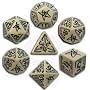 Q-Workshop Polyhedral 7-Die Set: Call of Cthulhu (COC) Carved Dice (Beige & Black) Limited Edition Set