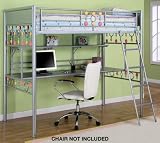 kids loft bed Bauble Girls Twin Size Study Loft Bunk Bed, TWIN, MULTI