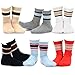 TeeHee Little Boys and Toddler Cotton Crew Socks 12 Pair Pack Gift Box (6-8 Years, Varsity Stripe & Solid)
