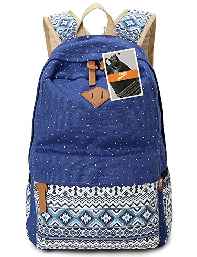 Leaper cute polka dot and aztec casual canvas backpack …
