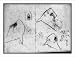 Historic Print (L): Alexander Archipenko with statue of headless woman ; [Sketches of three men's heads, one
