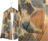 IMAGE OF ULRIKE Oblong Chiffon Silk Wrap - Muted tones of charcoal gray, teal, terracotta, plus touches of hazy yellow-ochre, and green.