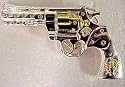 Iced Out Gold & Silver Revolver Belt Buckle Gun Handgun