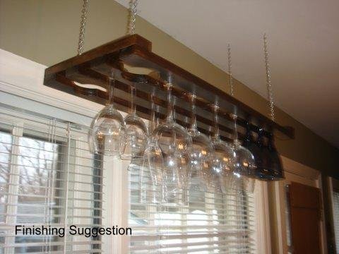 3 Row 32 Inch Hanging Wine Glass Rack