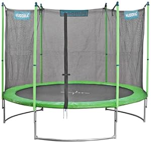 Hudora Family Trampolin mit Sicherheitsnetz, Grün/Schwarz, 300 cm, 65630