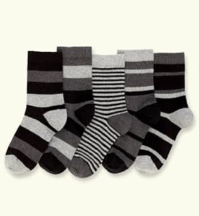 5 Pairs Of Older Boys' Autograph Cotton Rich Assorted Stripe Socks