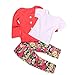 Creazy 1Set Kids Toddler Girls Long Sleeve T-Shirt Tops+Coat+Pants Clothes Outfits (5T)