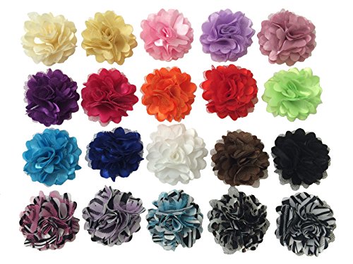 20pc 2" Satin Mesh Hair Flowers Fabric Flowers Embellishments [Office Product]