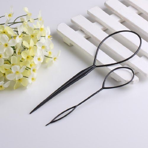 Phoenixs 2pcs Magic Topsy Tail Hair Braid Ponytail Styling Maker Clip Tool (Four colors to choose) (Black)