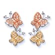 10K Tri Color Gold 1/4 ct. Diamond Butterfly Earrings